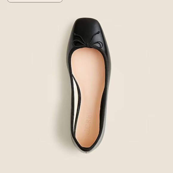 J Crew Quinn Square-Toe Ballet Flats in Black Leather - Picture 3 of 3